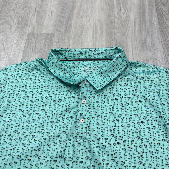 Maelreg Performance Golf Polo Men's XL Teal Golfing Geometric Short Sleeve - Picture 1 of 8